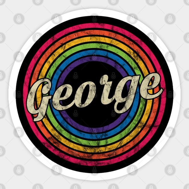 George - Retro Rainbow Faded-Style Sticker by MaydenArt